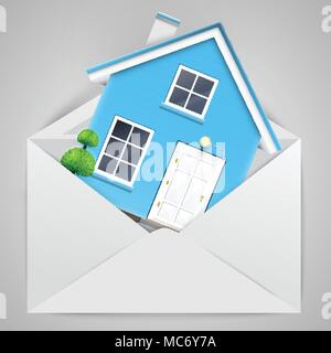 House in an envelope, vector Stock Vector