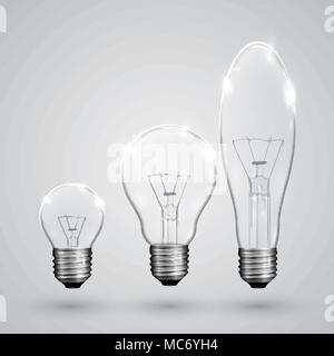Three kinds of light bulb, vector Stock Vector