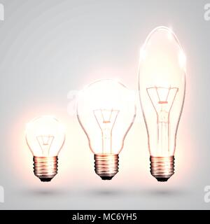 Three kinds of light bulb, vector Stock Vector