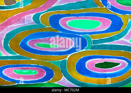 circle pattern on silk scarf painted in cold contour batik technique Stock Photo