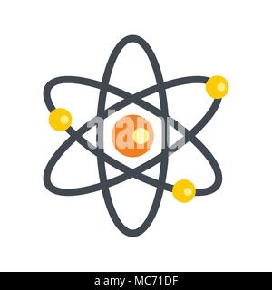 Atom with electrons icon, flat style Stock Vector