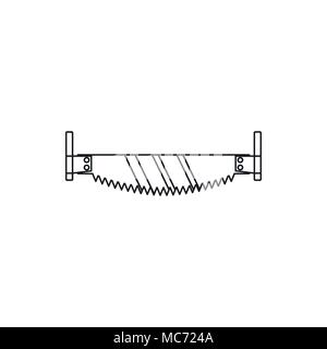 Two man saw with wooden handle icon, outline style Stock Vector