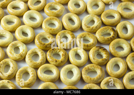 Small bagels or small rolls on a white background. Stock Photo