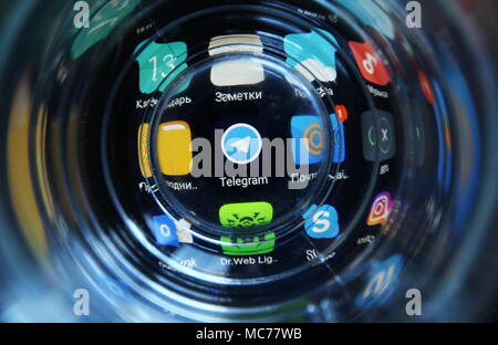 Ryazan Russia 13th Apr 2018 Ryumin Russia April 13 2018 Logo Of Telegram A Free Cloud Based Instant Messaging Service On A Smartphone On April 6 2018 Russia S Federal Service For Supervision Of Communications Information Technology