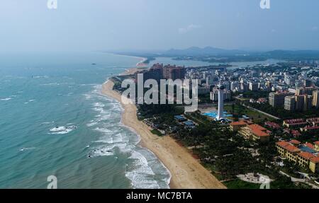 Beijing, China. 15th Mar, 2018. Aerial photo taken on March 15, 2018 shows coastal scenery of Boao Town in south China's Hainan Province. Credit: Yang Guanyu/Xinhua/Alamy Live News Stock Photo
