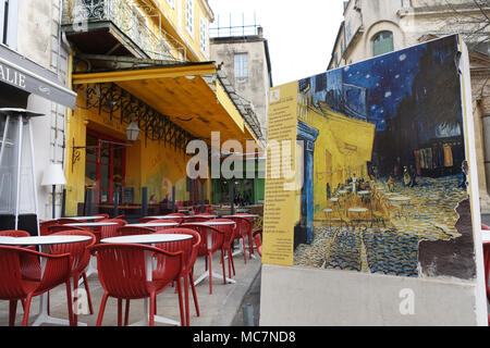 'Le Cafe le Soir' which Vincent Van Gogh painted in 1888 Stock Photo