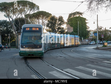 Modern tram in Rome near the Zoo or Bioparco Stock Photo