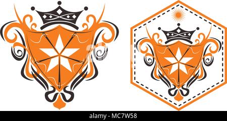 Needle Yarn Sewing Template Set Stock Vector