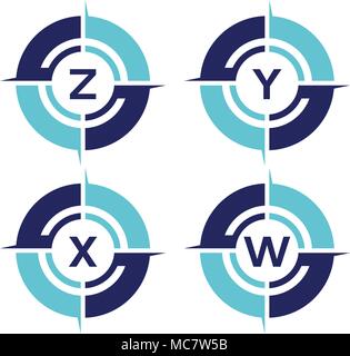 Compass Guide Solutions Template Set Stock Vector
