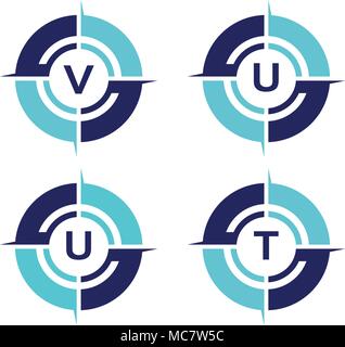 Compass Guide Solutions Template Set Stock Vector