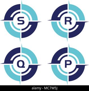 Compass Guide Solutions Template Set Stock Vector