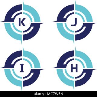 Compass Guide Solutions Template Set Stock Vector