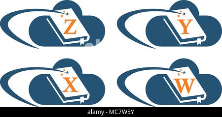 Cloud E book Solutions Template Set Stock Vector