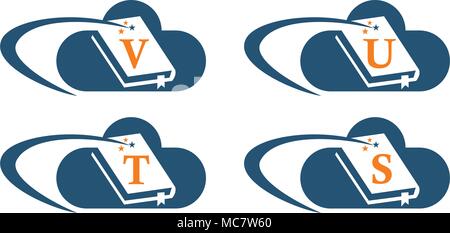 Cloud E book Solutions Template Set Stock Vector