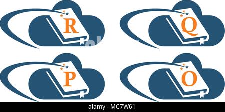 Cloud E book Solutions Template Set Stock Vector