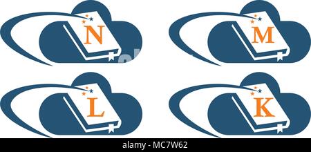 Cloud E book Solutions Template Set Stock Vector