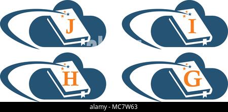 Cloud E book Solutions Template Set Stock Vector