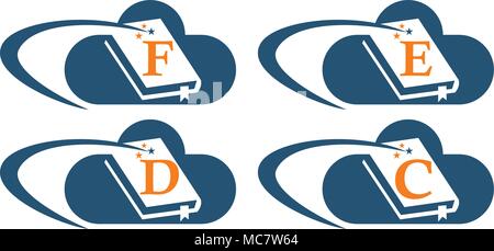 Cloud E book Solutions Template Set Stock Vector
