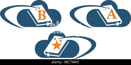Cloud E book Solutions Template Set Stock Vector