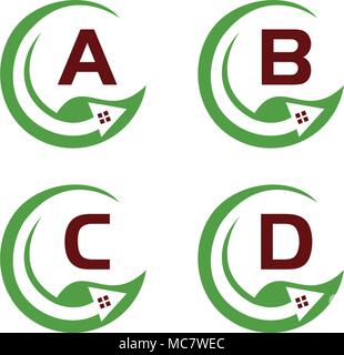 Eco Home Template Set Stock Vector