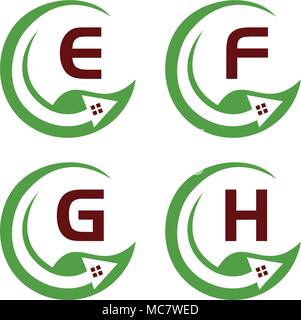 Eco Home Template Set Stock Vector