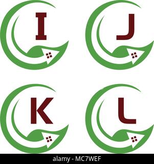 Eco Home Template Set Stock Vector