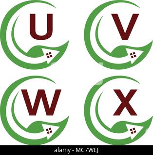 Eco Home Template Set Stock Vector