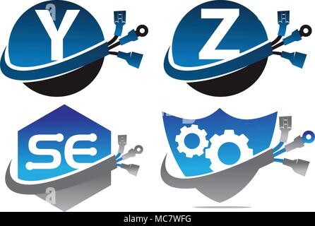 Global Electricity Template Set Stock Vector