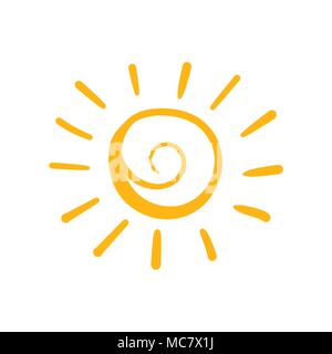 Hand drawn sun vector icon. Sun sketch doodle illustration. Handdrawn sunshine concept. Stock Vector