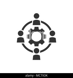 Outsourcing business collaboration vector icon in flat style. People cooperation illustration on white isolated background. Teamwork business concept. Stock Vector