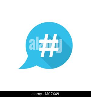 Hashtag vector icon in flat style. Social media marketing illustration on white isolated background. Hashtag network concept. Stock Vector
