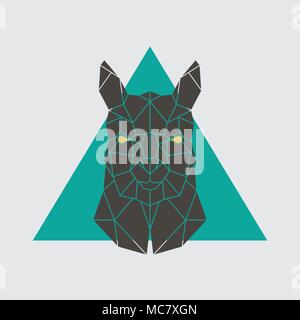 Polygonal head of Alpaca. Geometrical farm animal. Vector illustration. Stock Vector