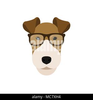 Fox Terrier dog in glasses. Cute dog vector illustration. Stock Vector