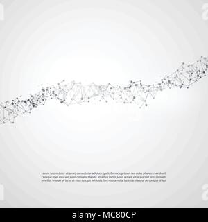 Black and White Modern Minimal Style Cloud Computing, Networks Structure, Telecommunications Concept Design,Network Connections, Transparent Wireframe Stock Vector