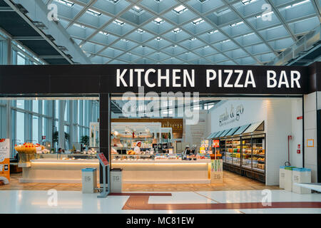 Venice,Italy on 28th Mar 2018: Restaurant at Marco Polo International Airport in Venice Stock Photo