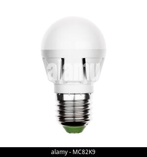 Small energy saving LED light bulb lamp with e27 socket. Stock Photo