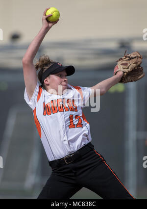 Softball action with Napa vs. Douglas High School. Stock Photo