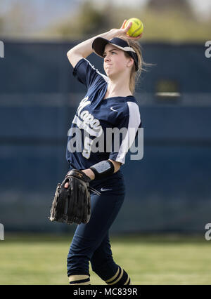 Softball action with Napa vs. Douglas High School. Stock Photo