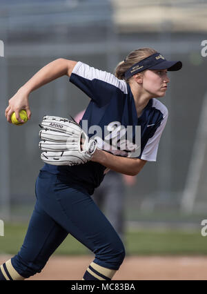 Softball action with Napa vs. Douglas High School. Stock Photo