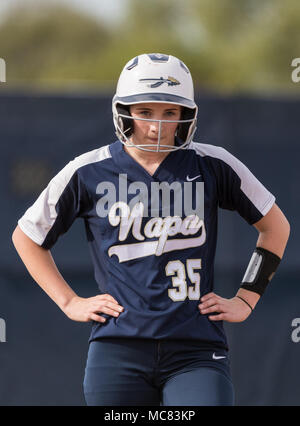 Softball action with Napa vs. Douglas High School. Stock Photo