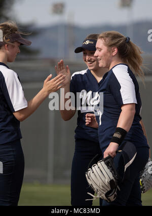 Softball action with Napa vs. Douglas High School. Stock Photo