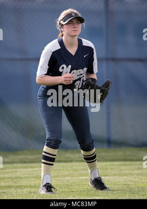 Softball action with Napa vs. Douglas High School. Stock Photo