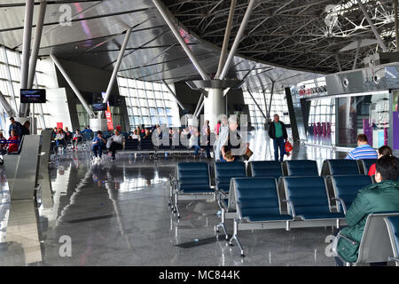 Moscow, Russia - April 4. 2018. Departure hall of airport Vnukovo Stock Photo