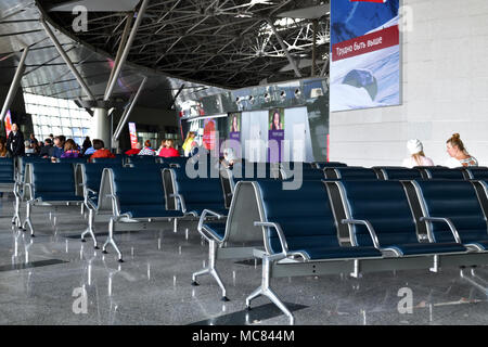 Moscow, Russia - April 4. 2018. Departure hall of airport Vnukovo Stock Photo