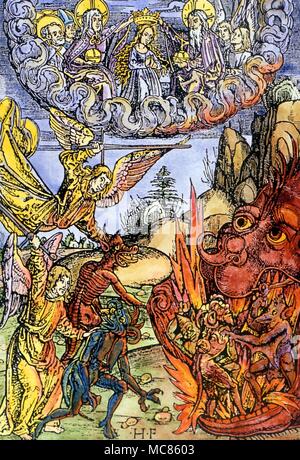 drawings of angels and demons fighting