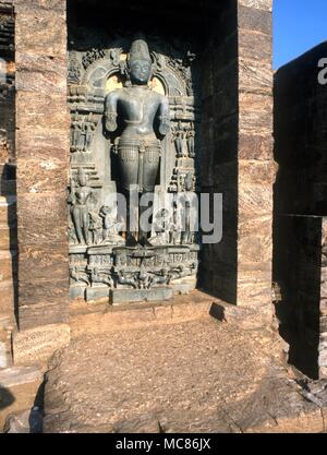 INDIA Statue of the sun god Surya on top of the Temple of the Sun at Konarak, which is in the shape of a huge chariot Stock Photo