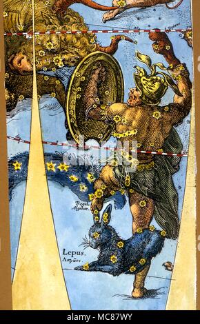 Orion and Lepus [the hare] with Taurus [upper left] in a gore from an ...