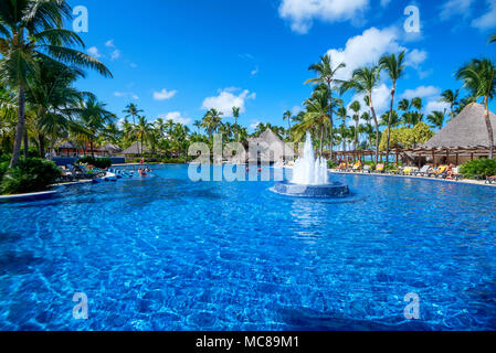 PUNTA CANA, DOMINICAN REPUBLIC - OCTOBER 29, 2015: Daytime scenic view of five stars all inclusive hotel Barcelo Bavaro Palace in Punta Cana, October  Stock Photo