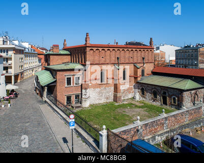 Old Synagogue in historic Jewish Kazimierz district of Cracow (Krakow), Poland. Aerial view Stock Photo