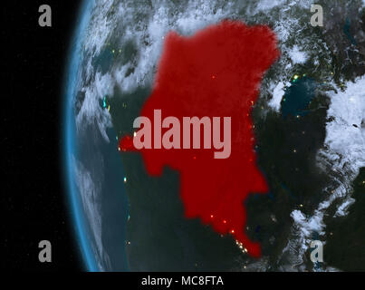 Map of Democratic Republic of Congo as seen from space on planet Earth ...
